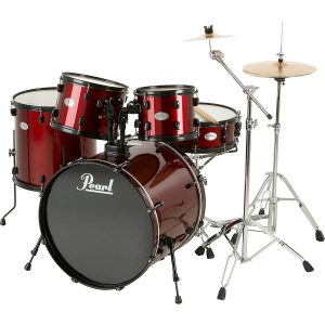 Pearl Sound Check 5-piece Drum Set with Zildjian Cymbals Red/Black
